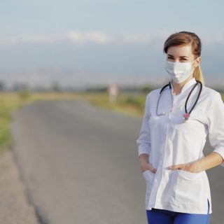 nurse out in open road